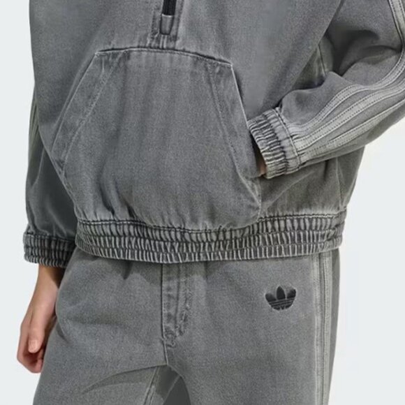 adidas Originals Kids Denim Pants and Jacket Crew Set, Grey Size 2XS (6), Unisex - Picture 4 of 9